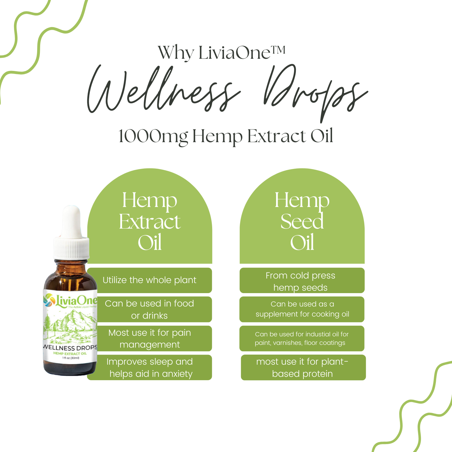 LiviaOne™ Wellness Drops 1000 mg Raw Hemp