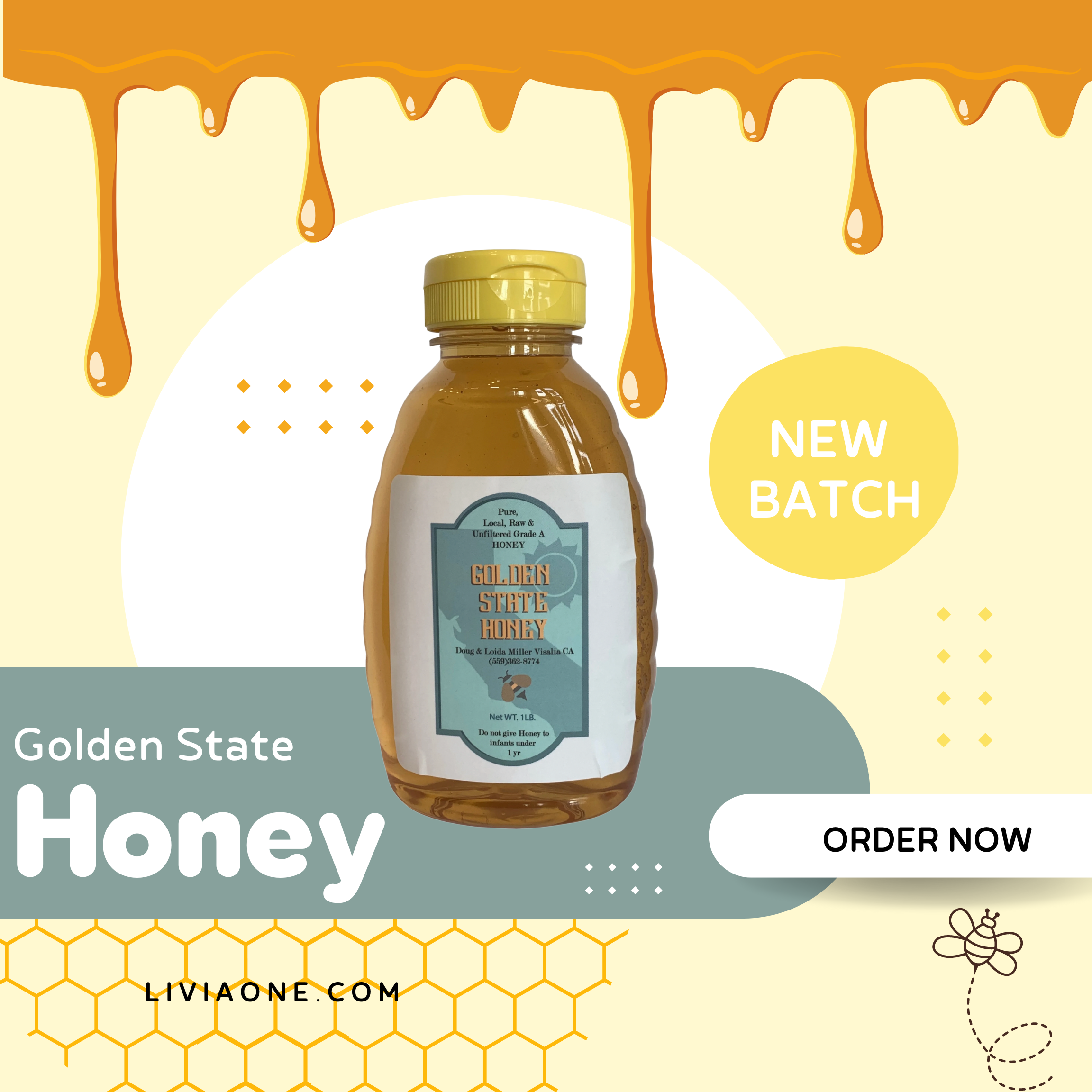 All Natural Golden State Honey - Wildflower Honey from Native California Central and Coastal Mountains
